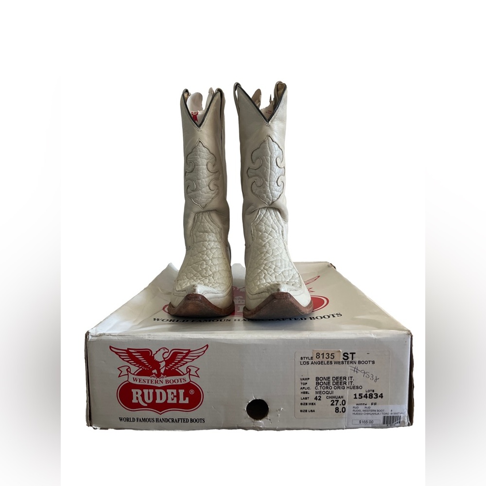 Rudel Handcrafted Western Boots Bone Deer Men’s US size 8